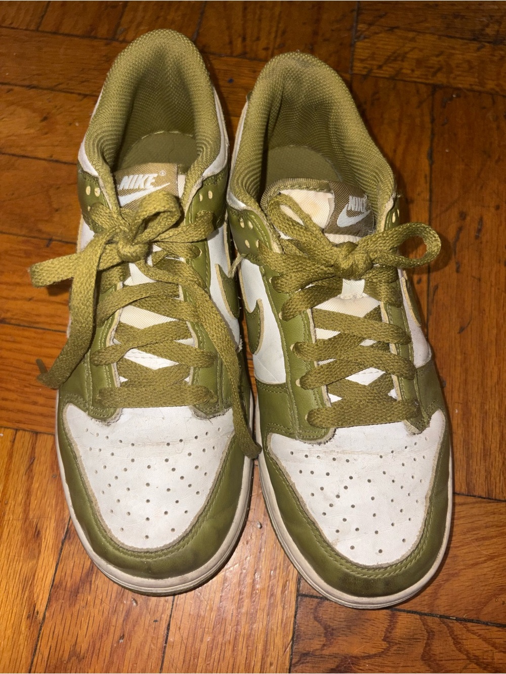 Nike Kids Olive and White Low-Top Sneakers